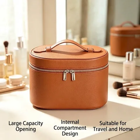 Large Capacity Portable Makeup Bag Women Waterproof PU Leather Travel Cosmetic Organizer Removable Divider Toiletry Bag
