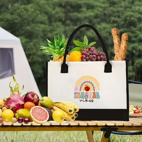 Bolso Tote de Lona para Mujer Gran Capacidad Bolso de Hombro Impermeable Bolso de Mano con Estampado Colorido Bolsa de Compras Casual