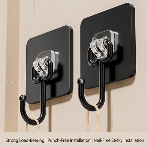 Strong Adhesive Wall Hooks Stainless Steel No Punching Heavy Duty Traceless Hooks For Kitchen Bathroom Dormitory Door Organizer