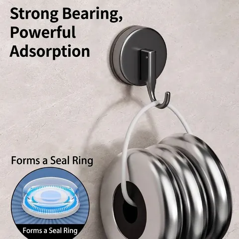 Vacuum Suction Cup Hook Heavy Duty Removable Wall Hook Punch-Free Reusable Utility Hook For Bathroom Kitchen Home Organization