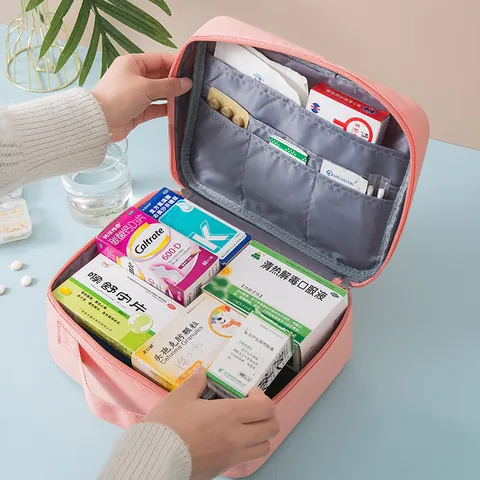 Sac de Premiers Secours Portable en Tissu Oxford Imperméable Sac de Rangement de Médicaments Grande Capacité Organisateur Médical pour Maison Voyage Urgence