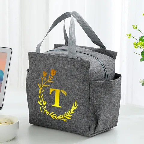 Portable Insulated Lunch Bag Polyester Thermal Bento Bag Large Capacity Handheld Cooler Bag For School Office Picnic Travel