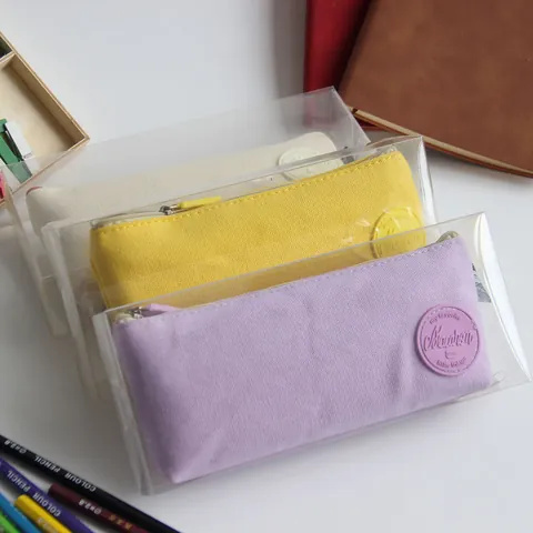 Trousse à Crayons Minimaliste Morandi en Toile Grande Capacité Portable Sac de Rangement pour Papeterie École Bureau Fournitures