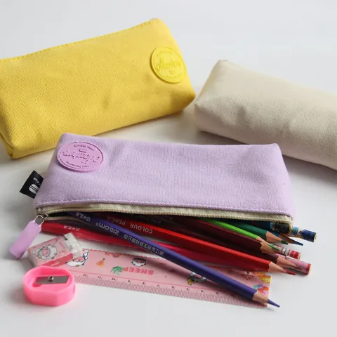 Trousse à Crayons Minimaliste Morandi en Toile Grande Capacité Portable Sac de Rangement pour Papeterie École Bureau Fournitures