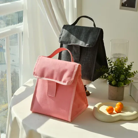 Insulated Lunch Bag Oxford Cloth Portable Food Container Bag With Aluminum Film Lining Magic Tape Closure For Office Picnic Travel