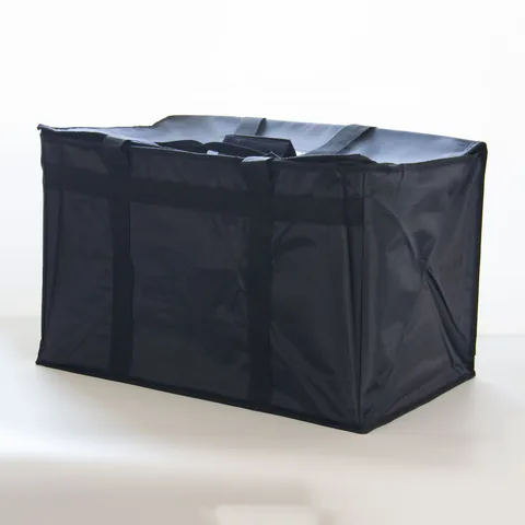 Large Capacity Foldable Insulated Delivery Bag Thickened Oxford Cloth Thermal Box Portable Food Storage Container For Camping Outdoor Stall Black