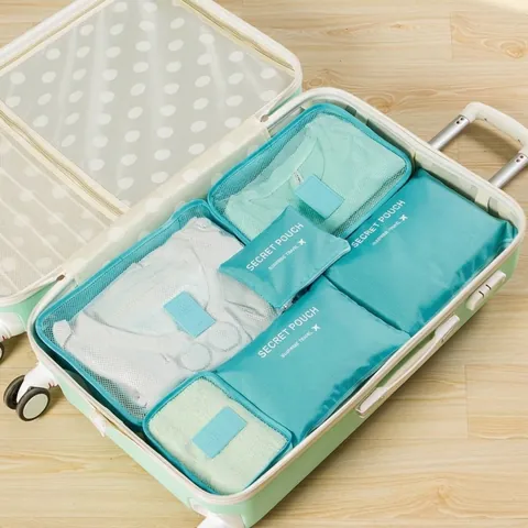 6-Piece Travel Organizer Bag Set For Suitcase Waterproof PP Packing Cubes Mesh Luggage Storage Pouch For Clothes Accessories