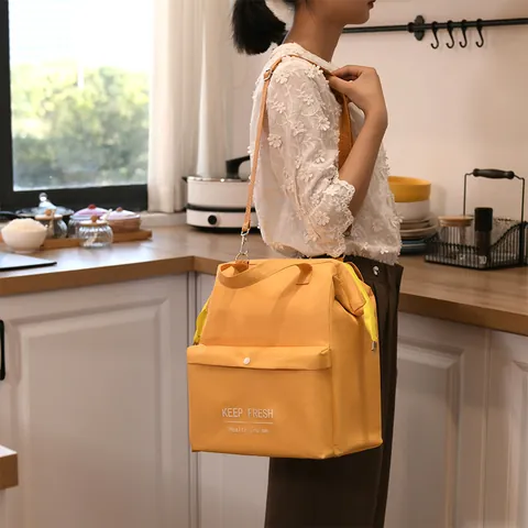 Large Capacity Insulated Lunch Bag Waterproof Polyester Aluminum Foil Thermal Bento Tote For Office Picnic Women Portable Handbag