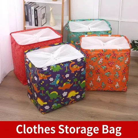 Large Capacity Quilt Storage Bag Foldable Thickened Waterproof Clothes Organizer Bag With Handle Astronaut Houndstooth Packing Bag