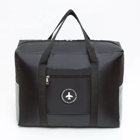 Large Capacity Oxford Cloth Travel Bag with Trolley Case Sleeve Foldable Luggage Bag Airplane Pattern Moving Storage Bag