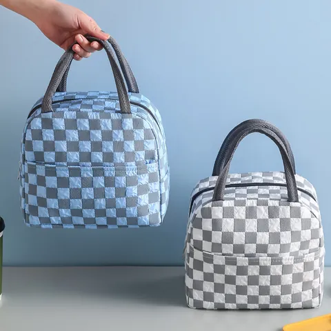 Bolsa Térmica para el Almuerzo para Mujeres Hombres Portátil de Tela Oxford con Rejilla de Burbujas Impermeable para Oficina Escuela Picnic