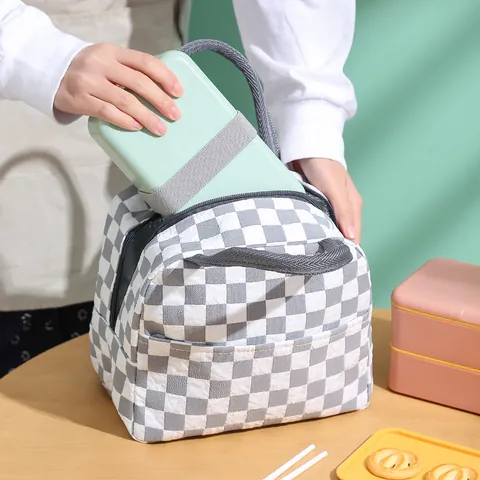 Bolsa Térmica para el Almuerzo para Mujeres Hombres Portátil de Tela Oxford con Rejilla de Burbujas Impermeable para Oficina Escuela Picnic