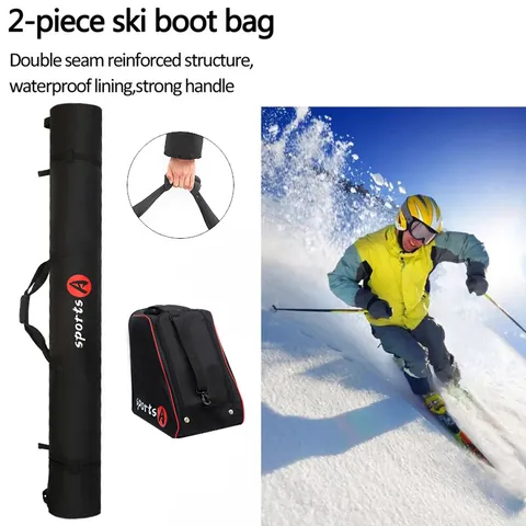Wasserdichte Oxford-Gewebe Snowboard-Tasche Und Skischuh-Tasche Set Für Wintersport Outdoor Skiausrüstung Tragetasche Schwarz
