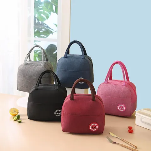 Portable Insulated Lunch Bag Oxford Cloth Thermal Bento Bag With Aluminum Foil Thickened Picnic Cooler Bag For Office School Women Kids