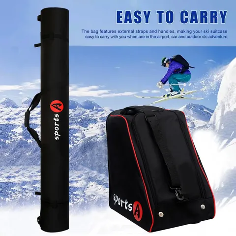 Wasserdichte Oxford-Gewebe Snowboard-Tasche Und Skischuh-Tasche Set Für Wintersport Outdoor Skiausrüstung Tragetasche Schwarz