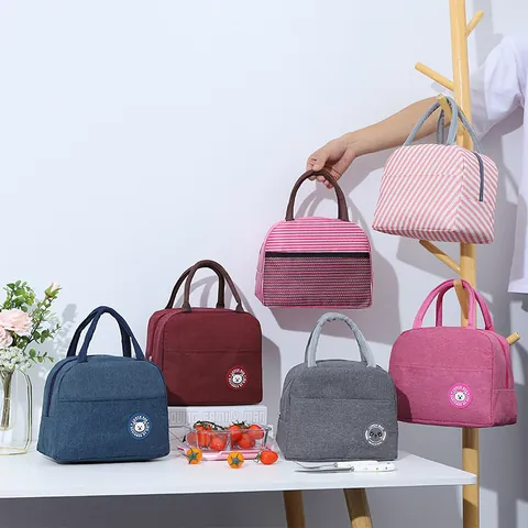 Portable Insulated Lunch Bag Oxford Cloth Thermal Bento Bag With Aluminum Foil Thickened Picnic Cooler Bag For Office School Women Kids
