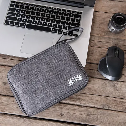 Sac Organisateur d'Électronique Numérique Portable en Tissu Oxford Cationique Imperméable Pochette de Rangement de Câbles de Voyage Polyvalente pour Chargeur