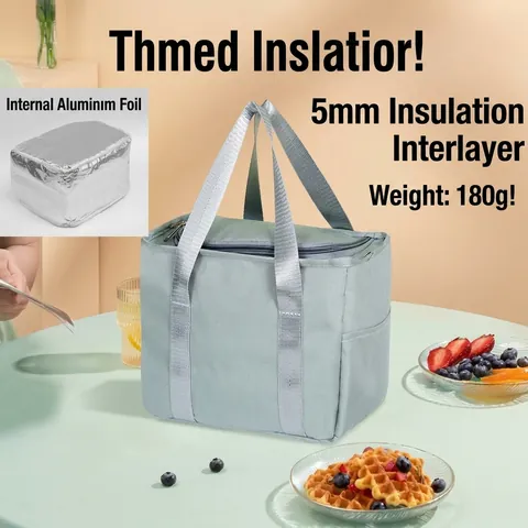 Borsa Pranzo Termica Impermeabile in Tessuto Oxford Portatile Scatola Bento Con Foglio di Alluminio Per Scuola Ufficio