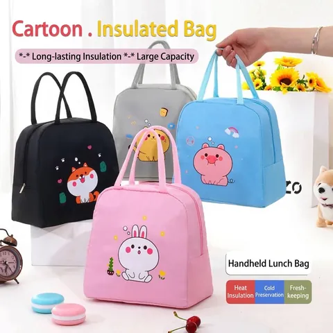 Sac Isotherme pour Déjeuner pour Femmes Hommes Animal Dessin Animé Tissu Oxford Portable Sac Pique-Nique Thermique Sac Isotherme pour École Bureau Extérieur Camping