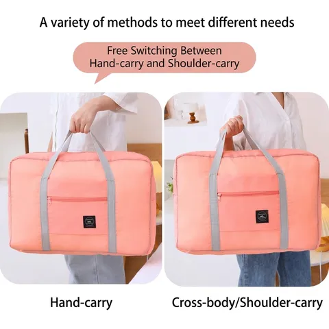 Foldable Large Capacity Travel Storage Bag Polyester Portable Waterproof Luggage Carry-On Duffel Bag With Trolley Sleeve For Women Men