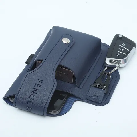Sac Banane Multifonctionnel en Cuir PU pour Homme Pochette de Ceinture pour Téléphone Clés Cigarettes Imperméable Portable