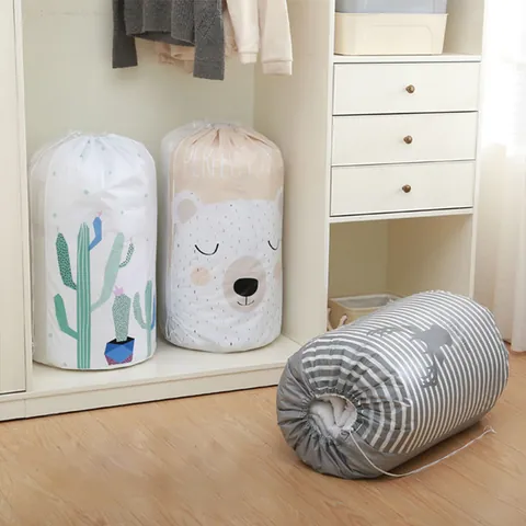 Sac de Rangement pour Couette en PEVA de Grande Capacité Imperméable à la Poussière avec Cordon de Serrage Organisateur