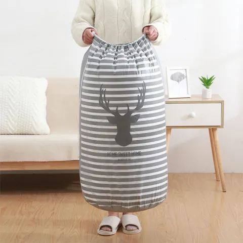 Sac de Rangement pour Couette en PEVA de Grande Capacité Imperméable à la Poussière avec Cordon de Serrage Organisateur