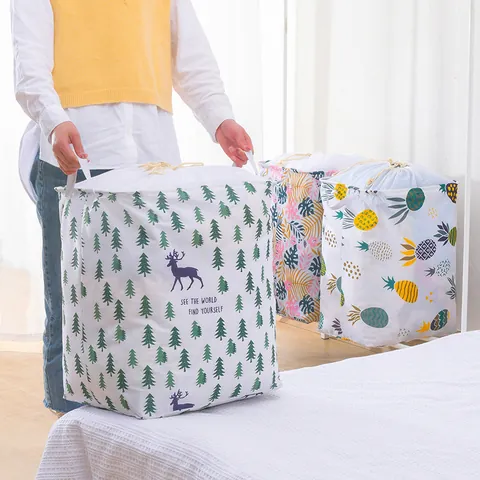 Panier à Linge Pliable 75L Sac de Rangement en Toile de Coton avec Cordon pour Vêtements Couettes avec Poignées Organisateur Maison