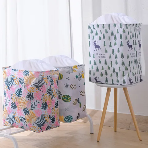 Panier à Linge Pliable 75L Sac de Rangement en Toile de Coton avec Cordon pour Vêtements Couettes avec Poignées Organisateur Maison