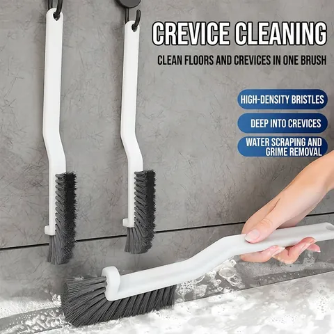 Multifunctional Gap Cleaning Brush For Bathroom Toilet Tile Hard Bristles Dead Corner Cleaning Tool White PP Handle Grey Brush