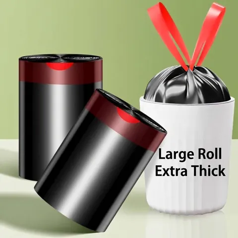 Thickened Drawstring Trash Bags Heavy Duty PE Plastic Garbage Bags For Kitchen Office Home Leak-proof Waste Bin Liners Black
