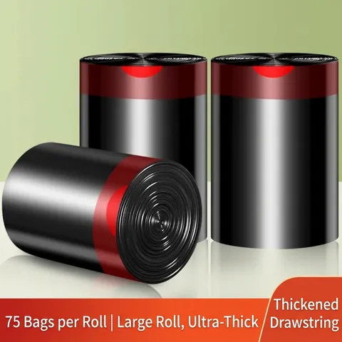 Thickened Drawstring Trash Bags Heavy Duty PE Plastic Garbage Bags For Kitchen Office Home Leak-proof Waste Bin Liners Black