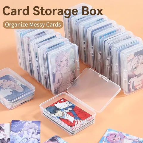 Frosted Transparent PP Plastic Card Storage Box With Lid For Photo Cards Stickers Small Items Organizer Case