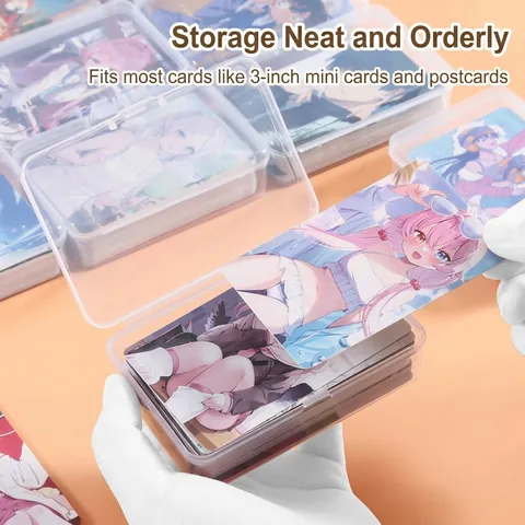 Frosted Transparent PP Plastic Card Storage Box With Lid For Photo Cards Stickers Small Items Organizer Case