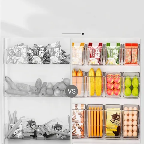 Refrigerator Side Door Storage Box Transparent PET Food Grade Organizer For Kitchen Fridge Vertical Storage Container