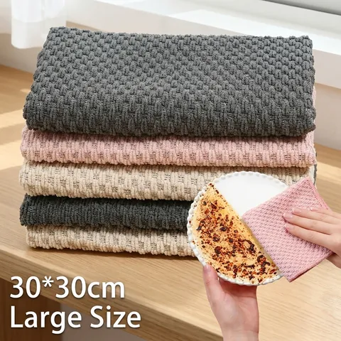 Microfiber Corn Kernel Texture Kitchen Dishcloth Super Absorbent Thick Cleaning Cloth Non-Shedding Non-Stick Oil Dish Towel For Bowl Pot Kitchen Cleaning