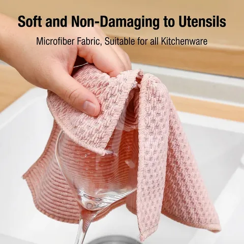 Microfiber Corn Kernel Texture Kitchen Dishcloth Super Absorbent Thick Cleaning Cloth Non-Shedding Non-Stick Oil Dish Towel For Bowl Pot Kitchen Cleaning