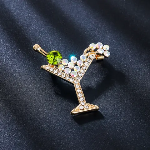 Broche de Copa de Vino de Aleación con Diamantes de Imitación Minimalista Galvanizado Taza de Cóctel Alfiler Para Traje Vestido Unisex