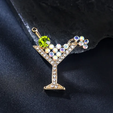 Broche de Copa de Vino de Aleación con Diamantes de Imitación Minimalista Galvanizado Taza de Cóctel Alfiler Para Traje Vestido Unisex