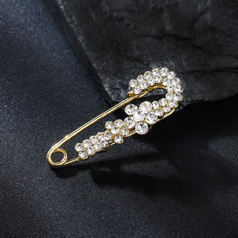Elegant Alloy Rhinestone Brooch Pin For Women Fashion Flower Crown Swan Design Safety Pin Clothing Waist Adjustment Jewelry