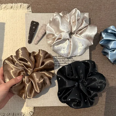 Koreaanse Satijnen Strass Scrunchie Elegante Glinsterende Haarelastiekjes Zachte Haarclips Haaraccessoires Voor Vrouwen Decoratie
