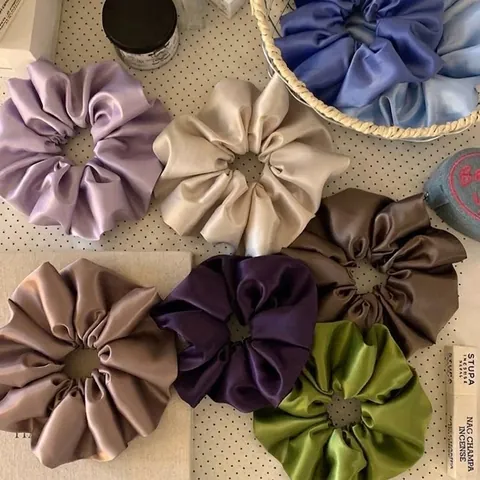Vintage Satin Velvet Scrunchies High Elastic Large Intestine Hair Ties Sweet Korean Style Hair Rings Women Accessories