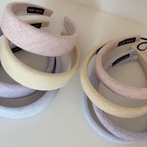 Women Korean Style Cream Color Wide Padded Headband High Top Hair Hoop Retro Cloth Sequin Handmade Fashion Hair Accessories Headwear