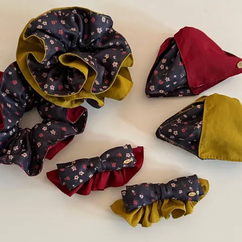 Vintage Floral Fabric Hair Clip Claw Clip Patchwork Hair Tie Scrunchie For Women Elegant Lazy Style Hair Accessories Hair Bun Accessories