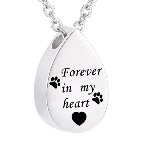 Edelstahl Wassertropfen Feuerbestattung Urne Halskette Für Haustier Asche Gedenkanhänger Forever In My Heart Graviert Schmuck