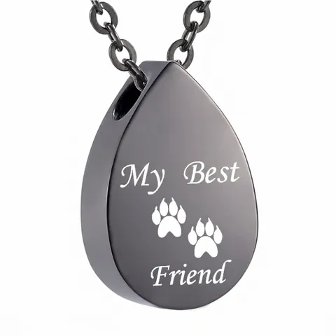 Collar de Urna de Cremación de Acero Inoxidable en Forma de Gota Conmemorativo Colgante de Recuerdo Cenizas de Mascotas