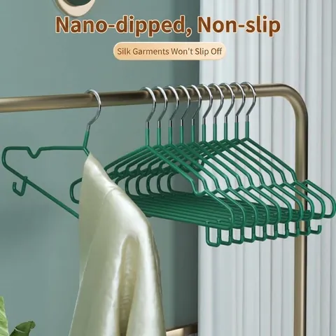 Non-Marking Plastic Coated Metal Clothes Hangers Heavy Duty Manganese Steel Traceless Drying Rack For Home Dormitory Clothes Storage Organization
