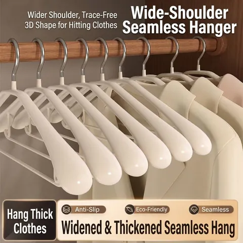 Brede Schouder Kledinghangers Antislip Naadloos Mangaanstaal Geplastificeerd Mantel Pak Hanger Zware Belasting Kledingkast Opslag