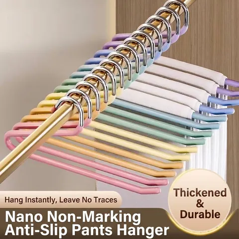 Antislip Z-Vormige Roestvrijstalen Broekhangers PVC Gecoat Open Einde Kledingkast Organizer Voor Broeken Sjaals Jeans Regenboogkleuren