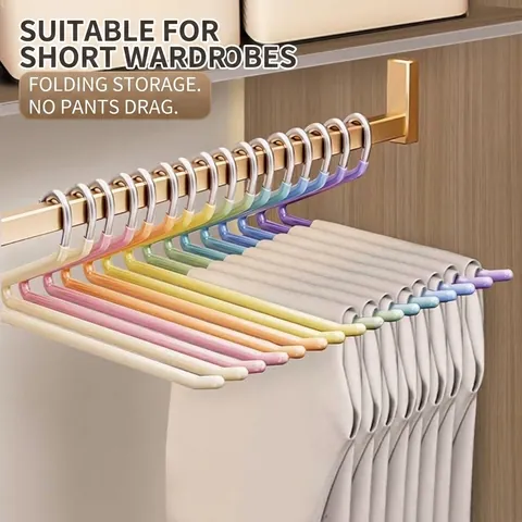 Antislip Z-Vormige Roestvrijstalen Broekhangers PVC Gecoat Open Einde Kledingkast Organizer Voor Broeken Sjaals Jeans Regenboogkleuren